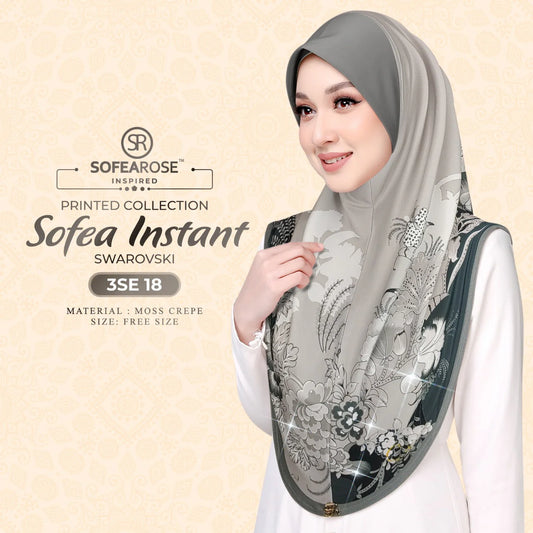 Sofea X Swarovski Printed Instant Hijab